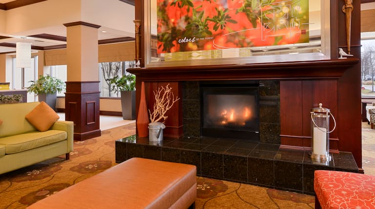Hotel Lobby Fireplace Lounge Area