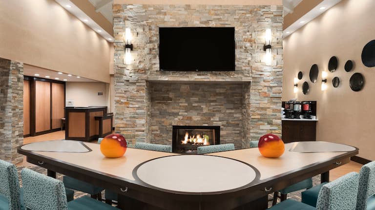 Lodge Area Seating  with fireplace