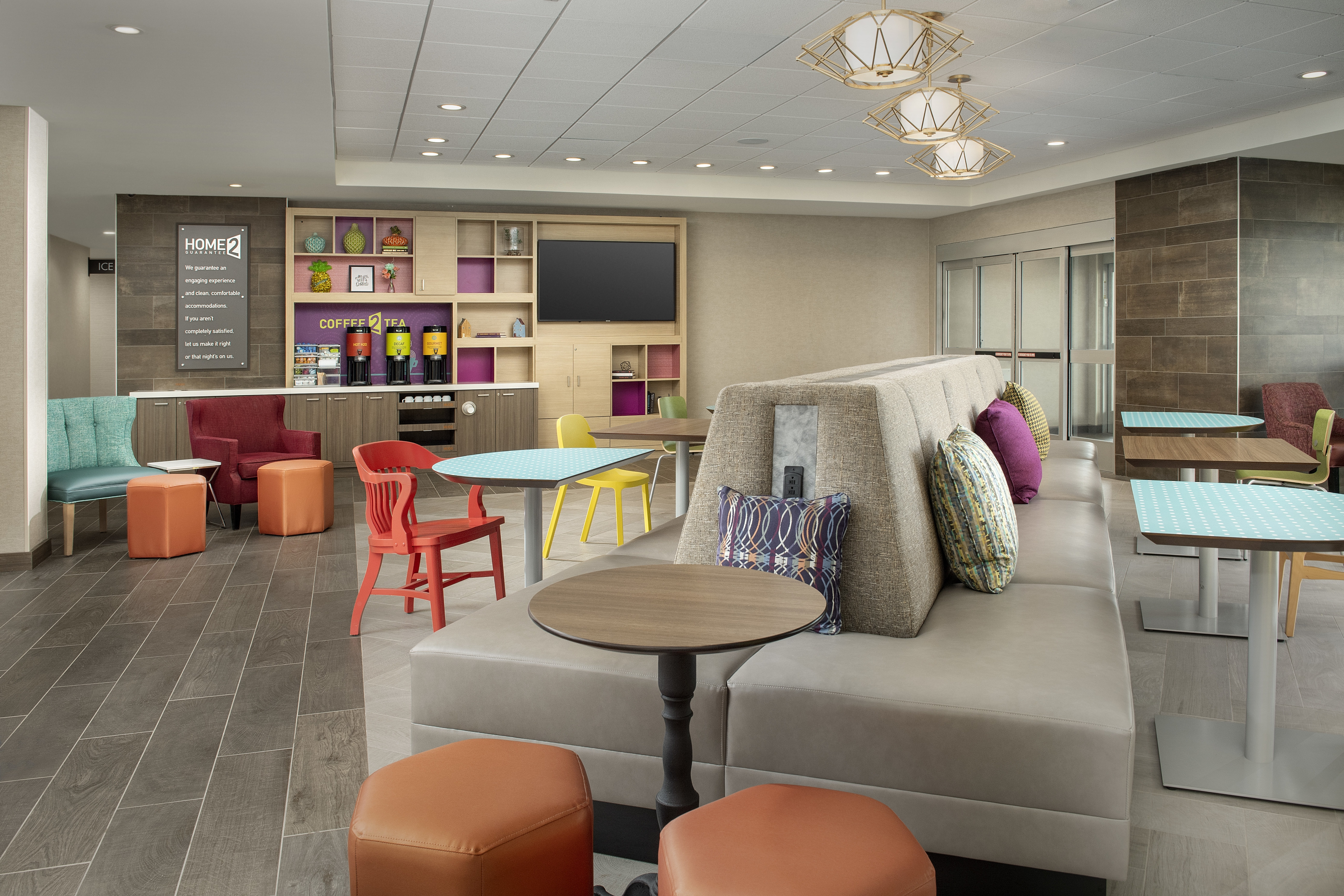 Lobby Seating Area With Beverage Station