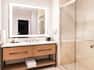 Vanity Area and Glassdoor Shower in Hotel Guest Room