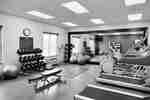 Fitness center with cardio machines and free weights