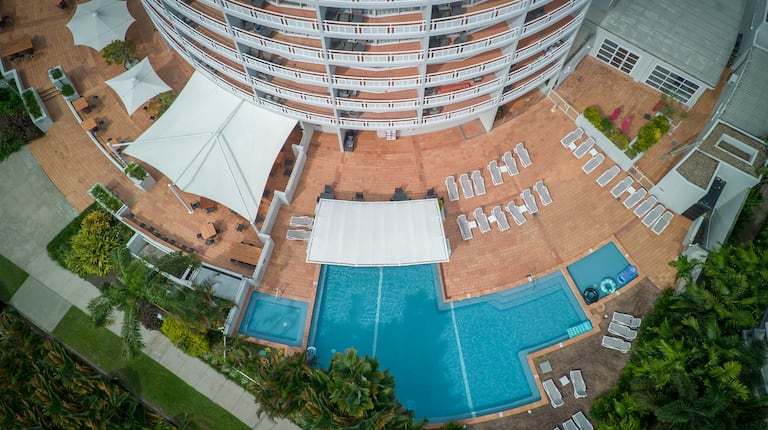 arial hotel exterior and outdoor pool