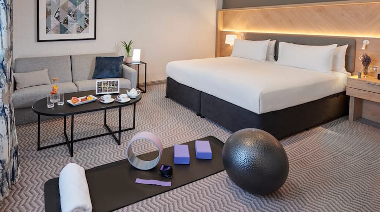King Bed with Wellness Items