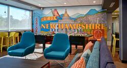 lobby with mural seating and games