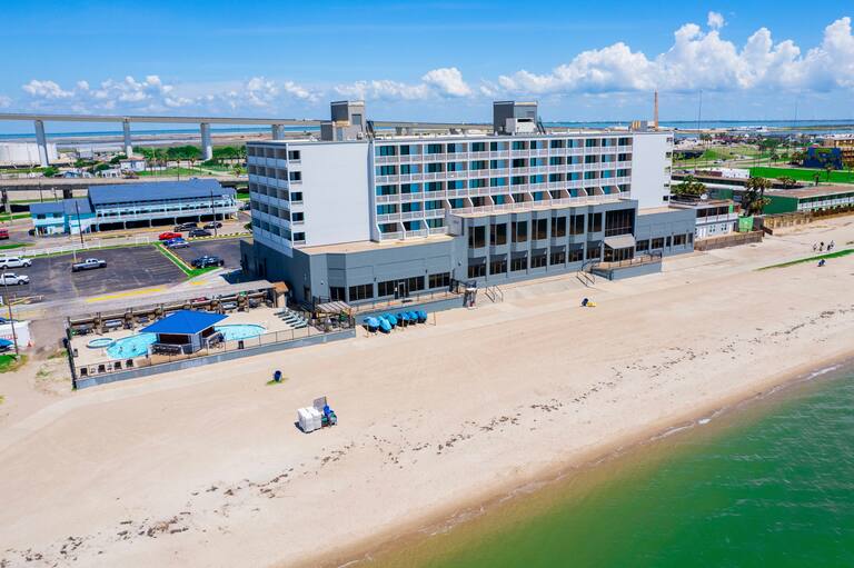aerial view of hotel from the beach