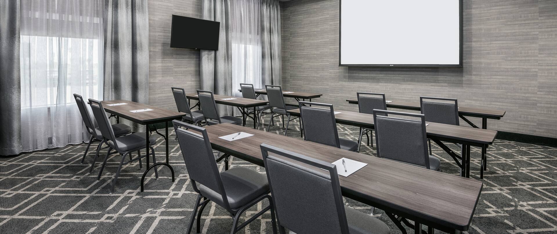 Classroom Set Up Meeting Room with Projection Screen