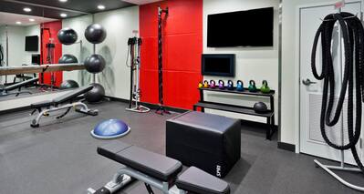 Fitness Center with Free Weights, HDTV and a Mirror