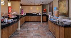 Breakfast Bar Area with Fresh and Hot Food Options 