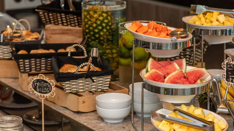 Fresh Fruits and Breads in Breakfast Area
