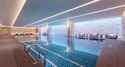 Panoramic shot of indoor pool at Hilton Chengdu Chenghua
