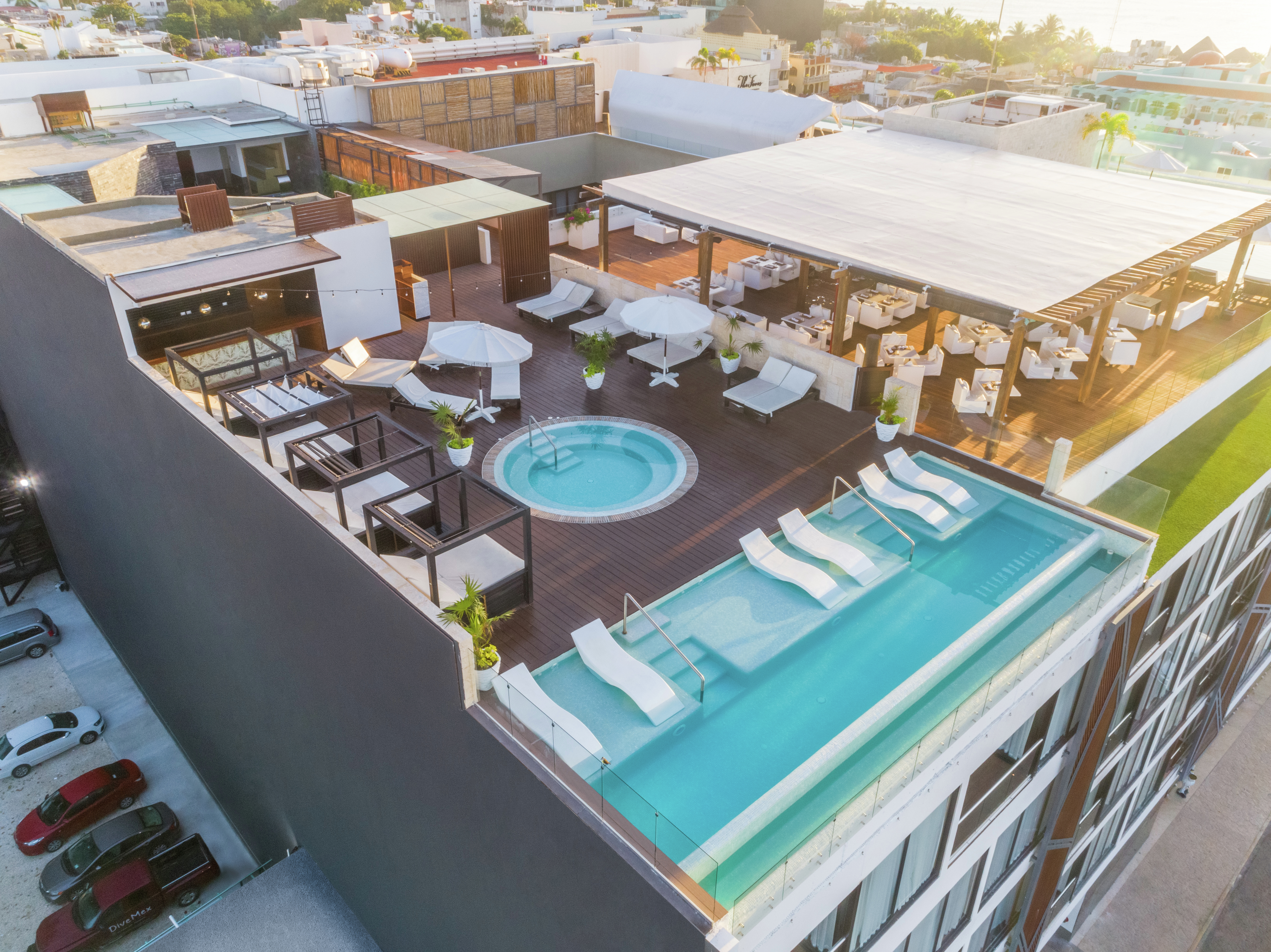 Aerial View of Rooftop with Pool