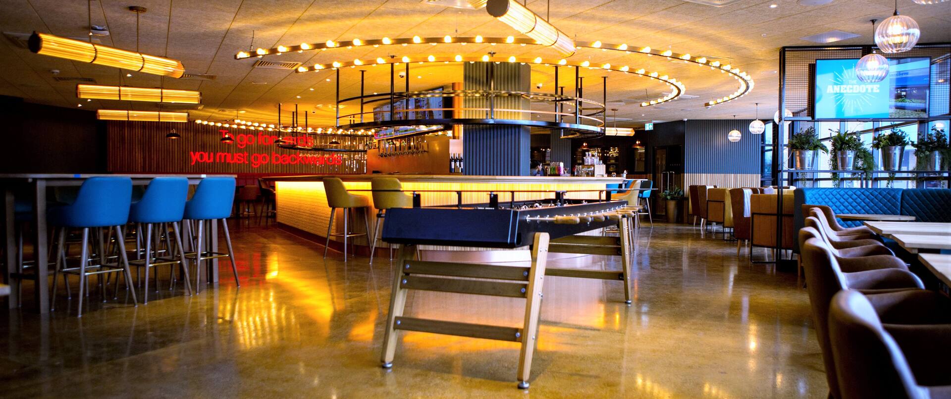 The Anecdote Bar with seating and table football