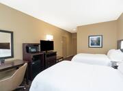 Two Double Beds, Work Desk, Hospitality Center, and TV in Hearing Accessible Room
