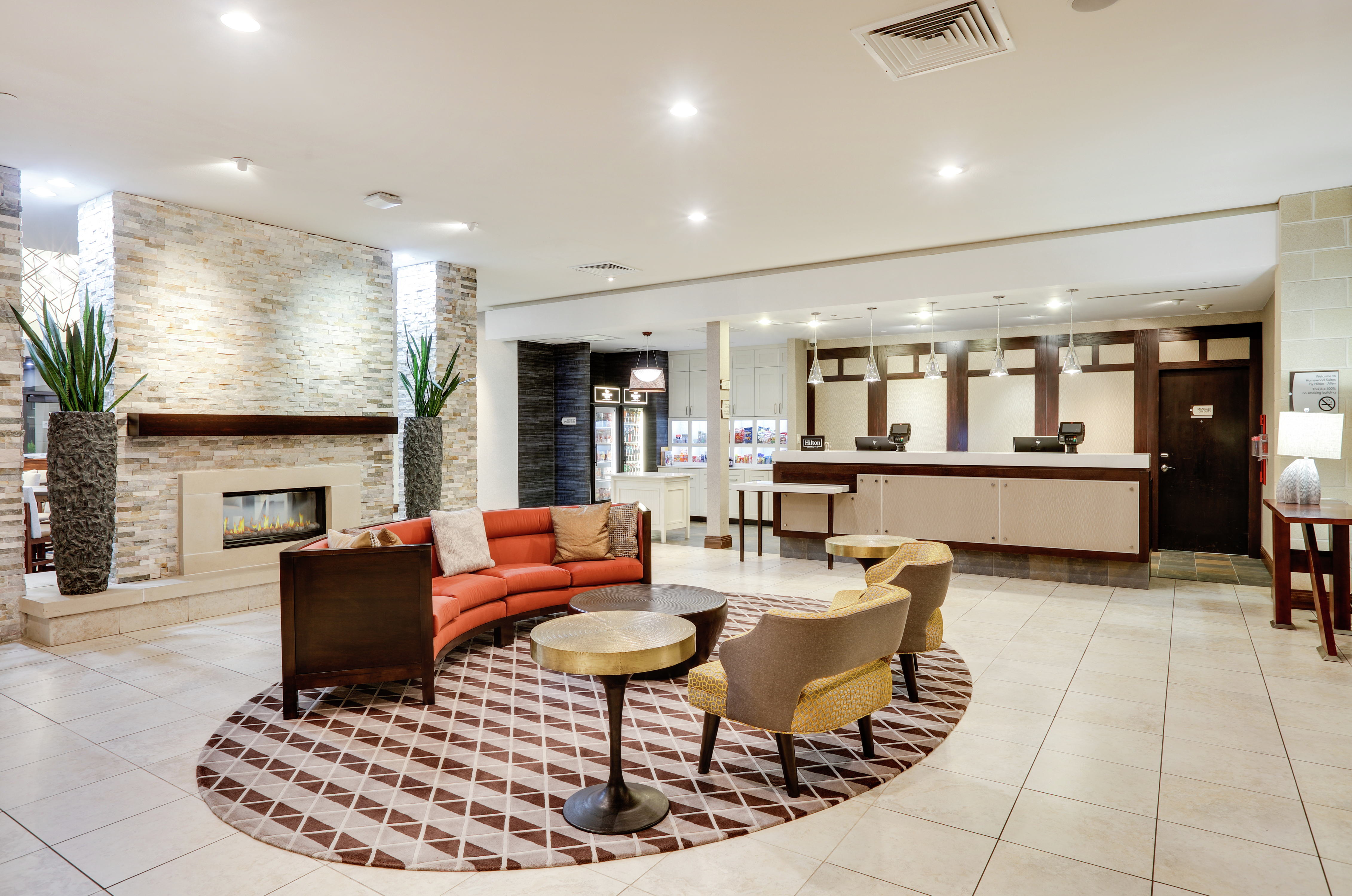 Hotel Lobby Seating and Front Desk