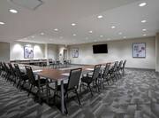 meeting room with tables and seating
