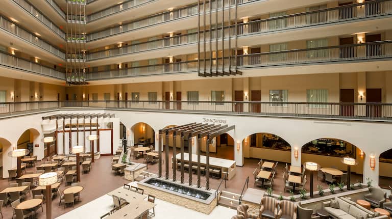 Hotel Atrium with Lounge and Dining Seating