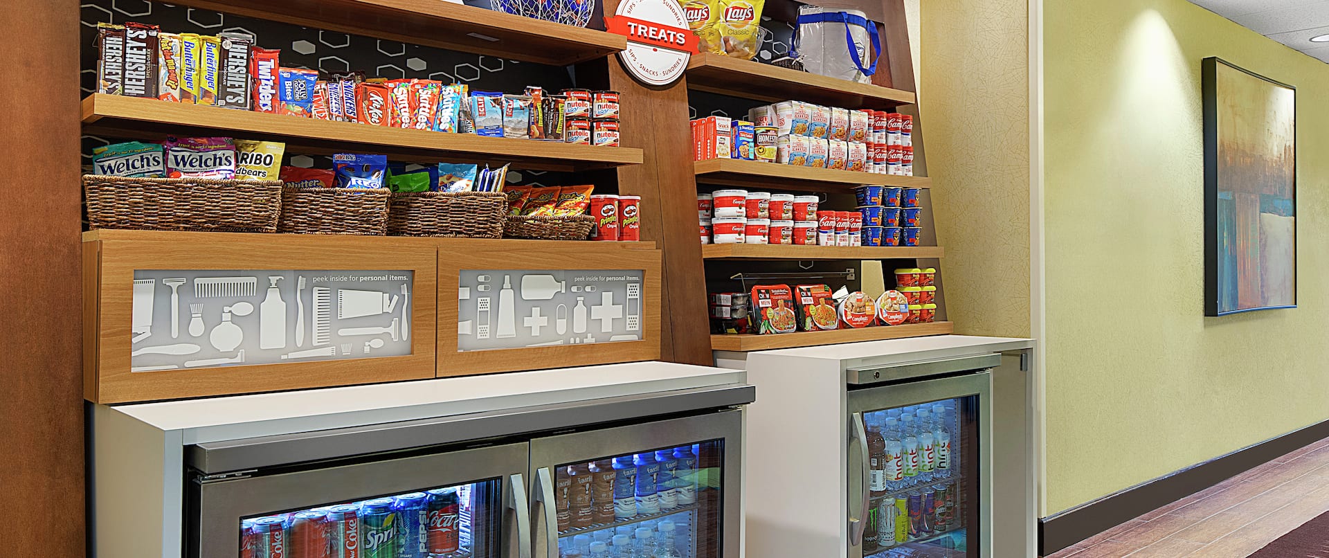 Snacks and Beverages on Display in Snack Shop