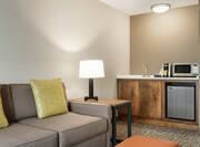 Suite Living Area and Wet Bar with Sink, Mini Refrigerator and Microwave