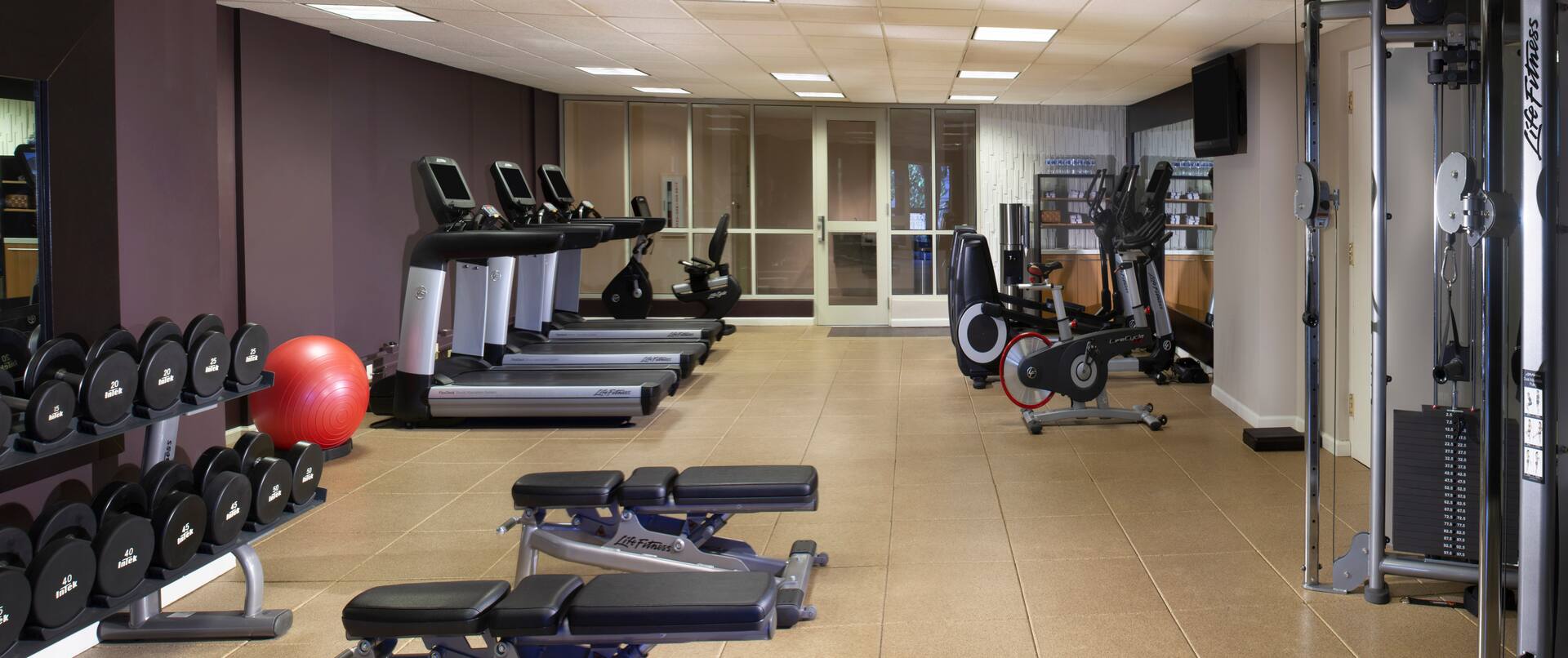 Fitness Center with weights and running machines