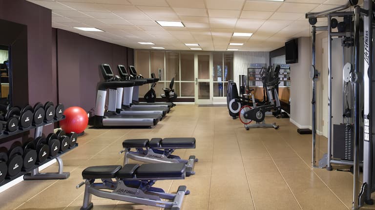 Fitness Center with weights and running machines