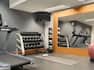 Fitness Center with Treadmill, Dumbbell Rack, Wall Mounted TV and Gym Ball