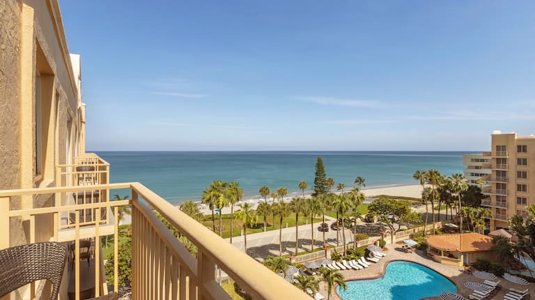Stunning full view of oceanfront and pool from the balcony
