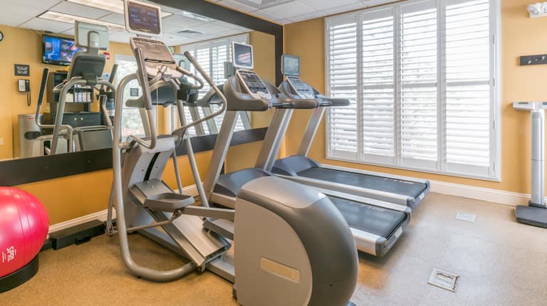 Cardio Equipment Facing Mirrors in Fitness Center