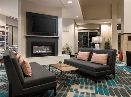 Lobby Seating with Fireplace and Television