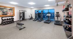 Fitness Center with Treeadmills Exercise Bikes and Weights