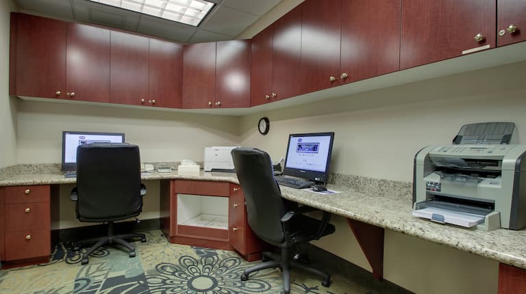 Business Center With 2 Computers and 1 Printer