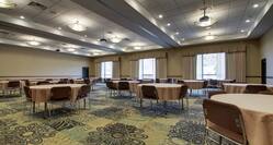 Meeting room setup with round tables