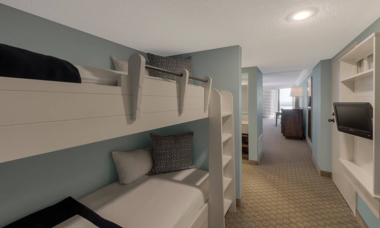 Guestroom Bunk Beds with Wall Mounted HDTV