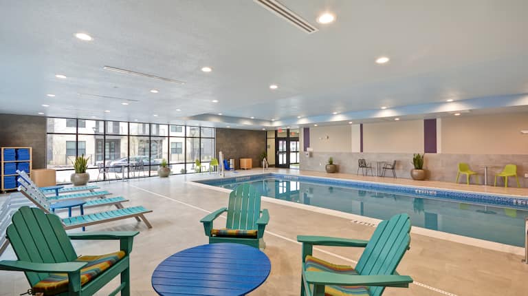 Indoor Pool with Seating Area