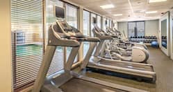 Fitness Center with Treadmills Exercise Bikes and Weights