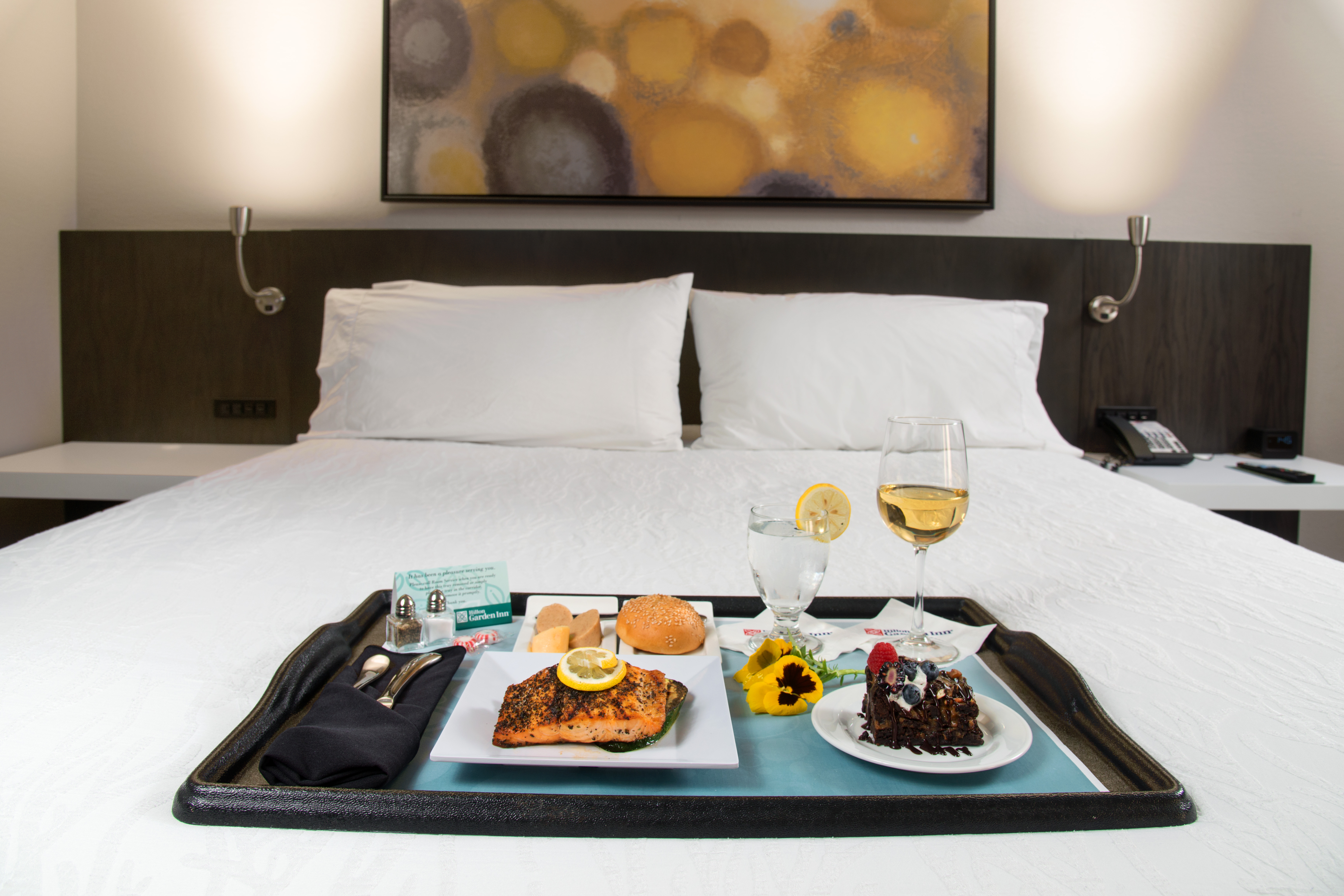 Room Service Food Tray on Bed