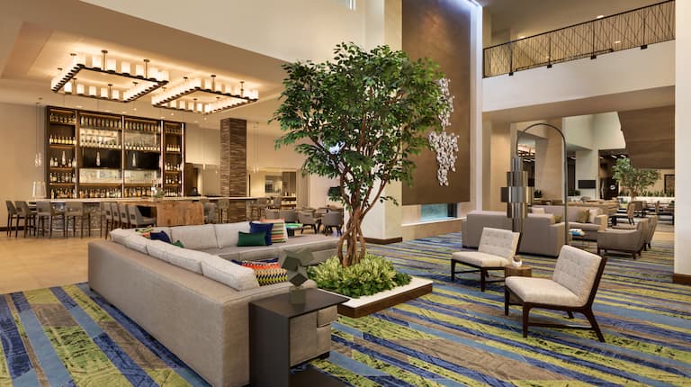 中庭带树座位区