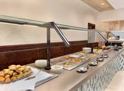 Buffet area with food options
