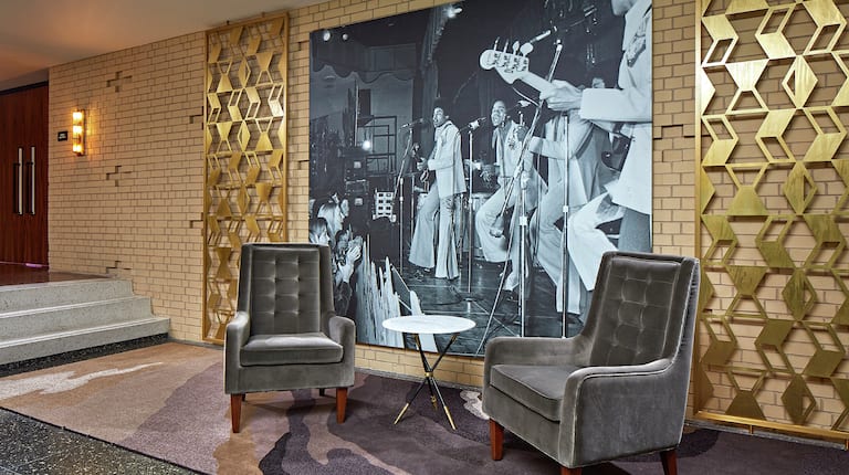 Wall Art of The Jackson Five in Hotel Lobby