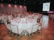 Grand Ballroom setup with round tables for wedding reception
