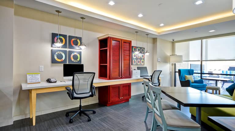 Business Center Desktop Computer, Work Desk and Office Chairs