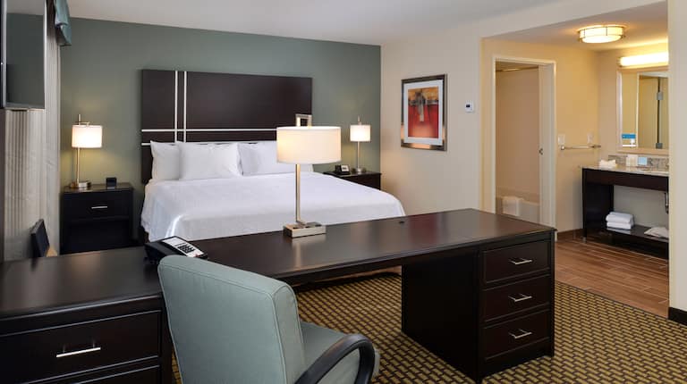 King Suite Bed and Work Desk