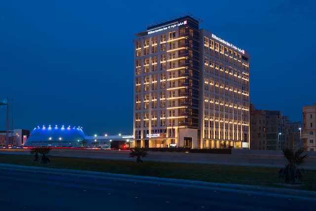 Hotel Building Exterior at Night