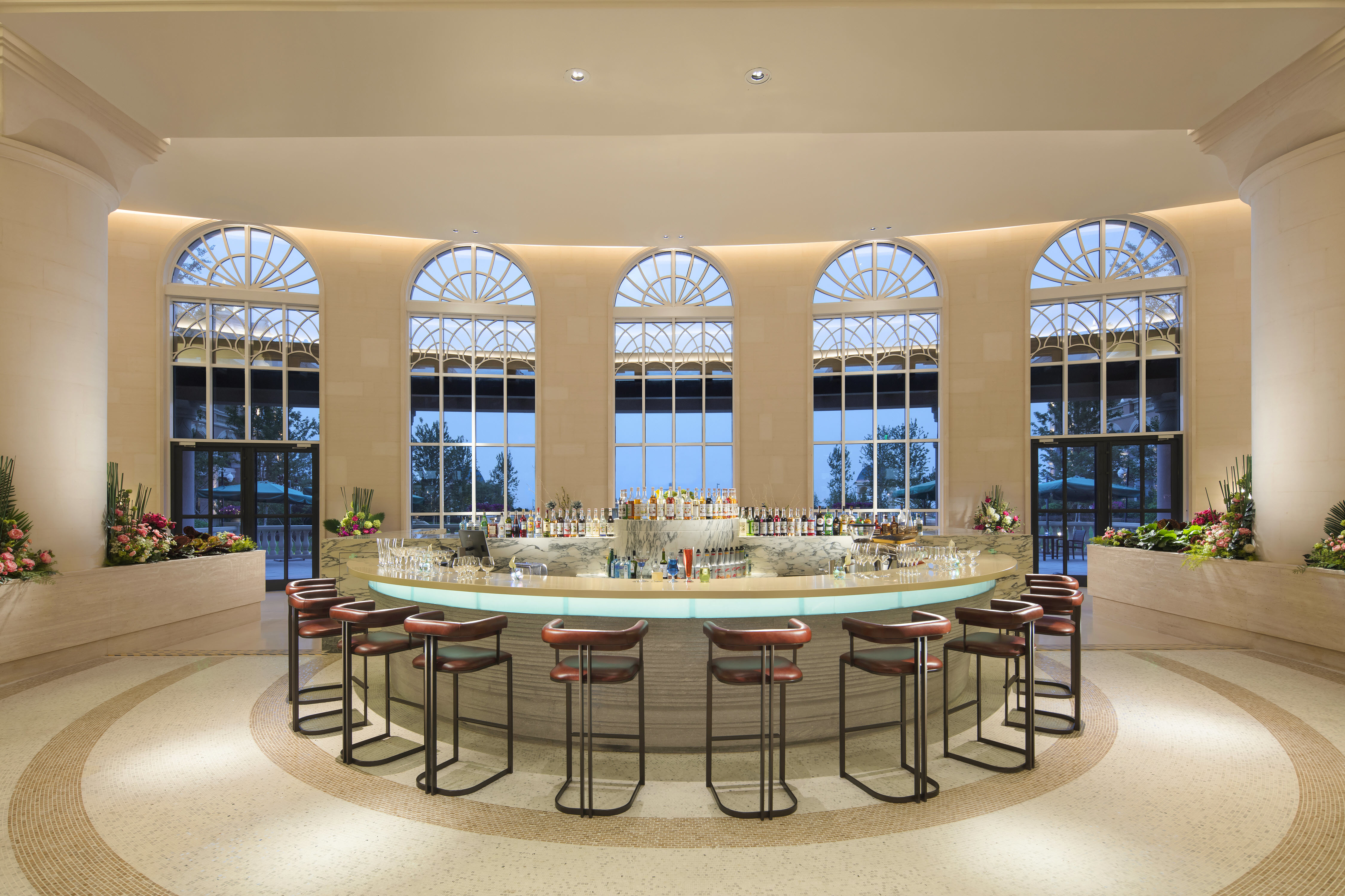 Lobby Lounge Area with Five Arched Domed Windows