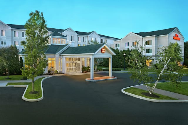  Illuminated Hotel Exterior at Dusk