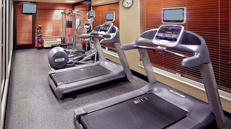  Fitness Center TV, Weight Balls, and Cardio Equipment