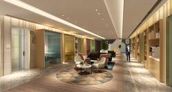 Rendering of lobby area with comfortable seating