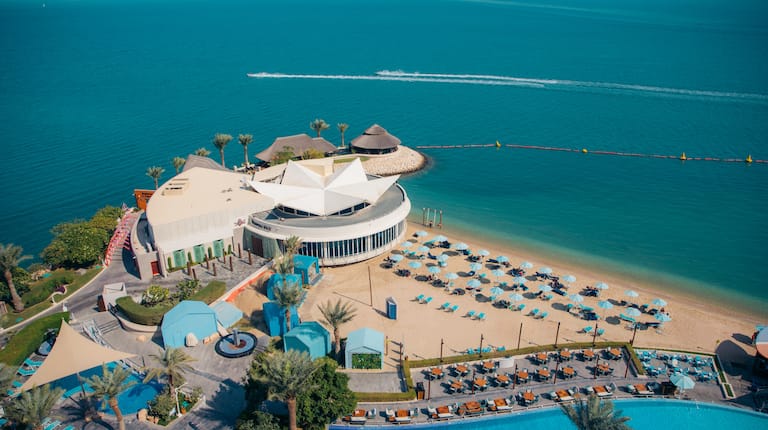 Aerial View of Hilton Doha Hotel Exterior