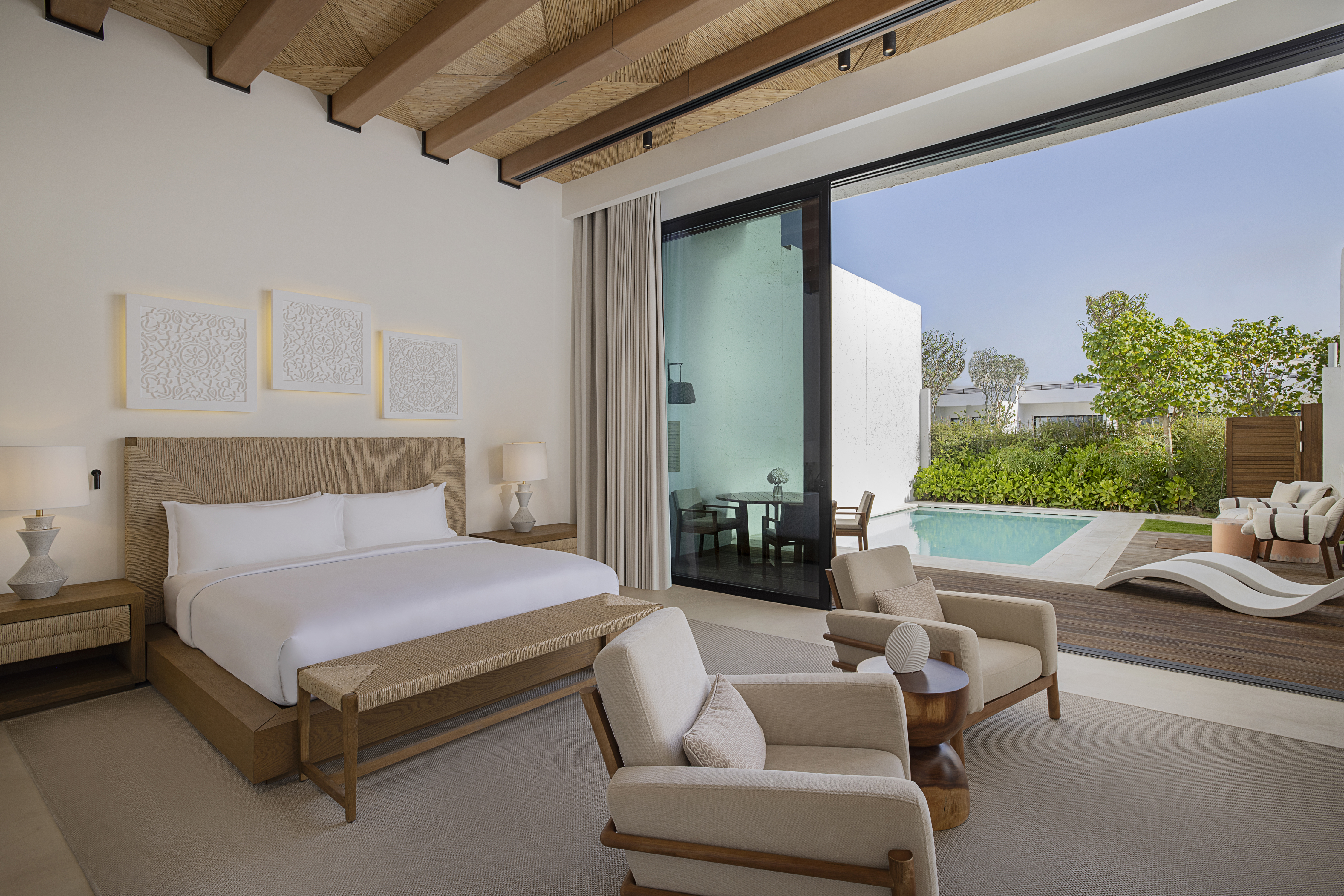 Suite Bedroom with View of Outdoor Pool Area