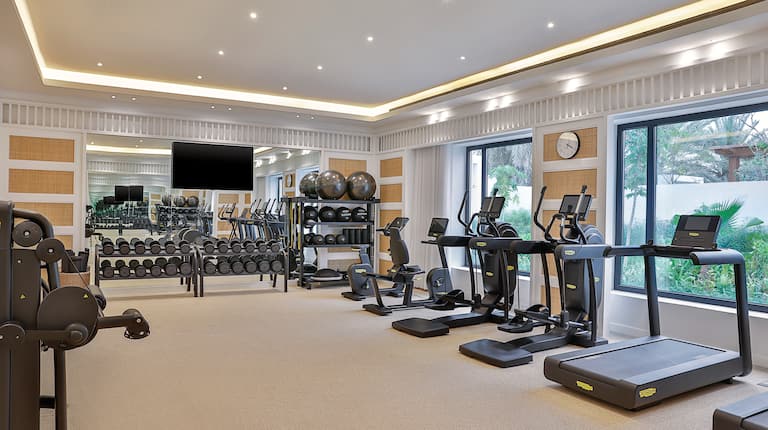 Fitness Center with Weights, Treadmills and Recumbent Bikes