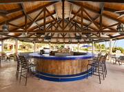 Outdoor Pool Bar Area with Bar Counter and Bar Stools